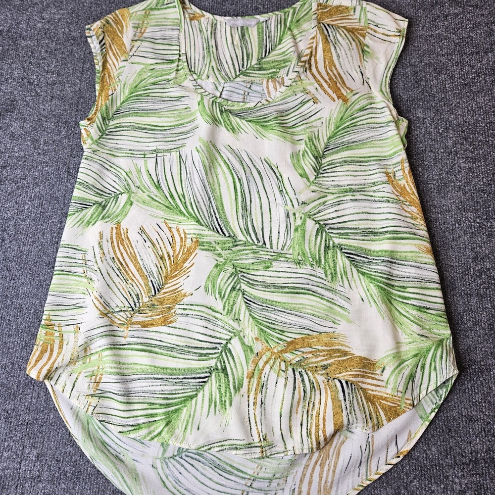 Jams World Women's Cap Sleeve Tunic Top Size Medium Palm‎ Leaves Tropical Hawaii